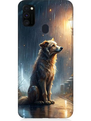 Teknomeg Samsung Galaxy M30S Uyumlu Yağmurlu Sokak  Desenli Silikon Kılıf