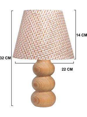 EFLIGHTDESIGN Kiremit Ahşap Abajur Hasır Desenli Modern Şık Yatak Odası Salon Masa Lambası
