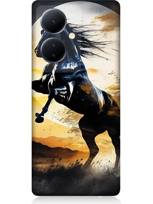 Teknomeg Vivo V29 Lite Uyumlu Şaha Kalkmış At  Desenli Silikon Kılıf