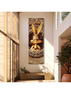 Tosbart Barok Tarzda Gold Çerçeve Içinde Buggs Bunny Tavşan Dikey Panaromik Kanvas Tablo