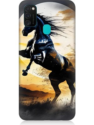 Teknomeg Samsung Galaxy M21 Uyumlu Şaha Kalkmış At  Desenli Silikon Kılıf