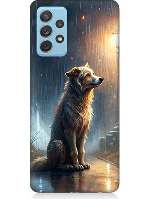 Teknomeg Samsung Galaxy A72 Uyumlu Yağmurlu Sokak  Desenli Silikon Kılıf