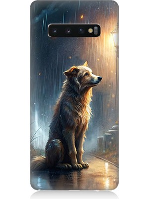Teknomeg Samsung Galaxy S10 Uyumlu Yağmurlu Sokak  Desenli Silikon Kılıf
