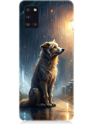 Teknomeg Samsung Galaxy A31 Uyumlu Yağmurlu Sokak  Desenli Silikon Kılıf