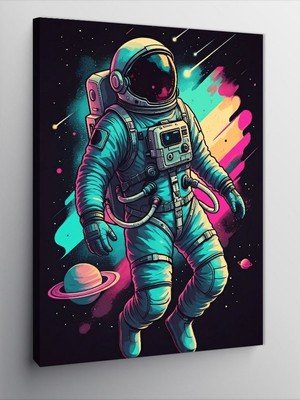 Tablomega Kanvas Tablo Neon Astronot