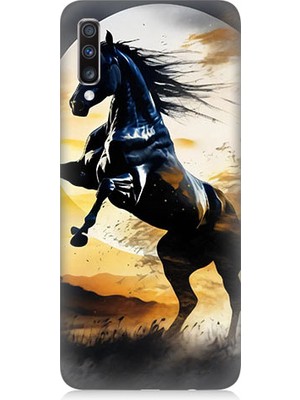 Teknomeg Samsung Galaxy A70 Uyumlu Şaha Kalkmış At  Desenli Silikon Kılıf