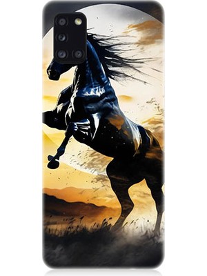 Teknomeg Samsung Galaxy A31 Uyumlu Şaha Kalkmış At  Desenli Silikon Kılıf