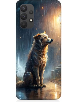 Teknomeg Samsung Galaxy A32 Uyumlu Yağmurlu Sokak  Desenli Silikon Kılıf