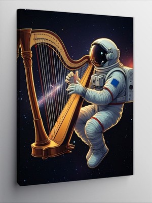Tablomega Kanvas Tablo Uzayda Arp Çalan Astronot