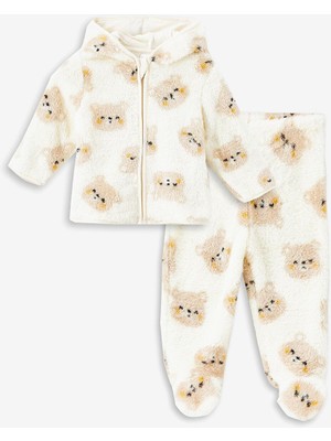 Lcw Baby Baskılı Kapüşonlu Baskılı Erkek Bebek Hırka ve Pantolon 2'li Takım