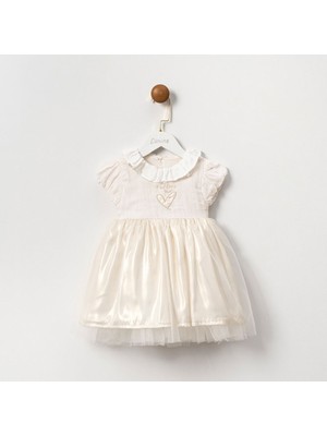 Ayshe Ekru Kız Elbise 9-12-18-24 Ay