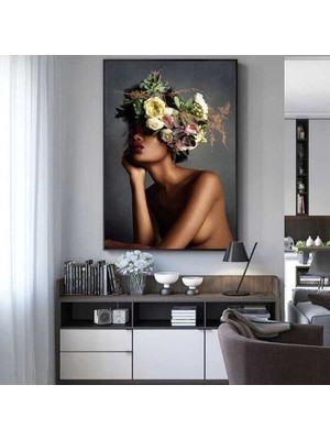 Tosbart Flower Woman Dekoratif Kanvas Tablo