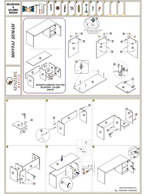 Kenzlife  Ofis Masası Yoko Ono Crd Sağ 75*160*80 Raflı Dolap Eşkenar Bilgisayar Çalışma Masası