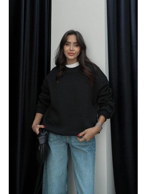 Siyah Stacy Şardonlu Sweatshirt