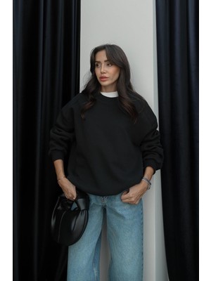 Siyah Stacy Şardonlu Sweatshirt