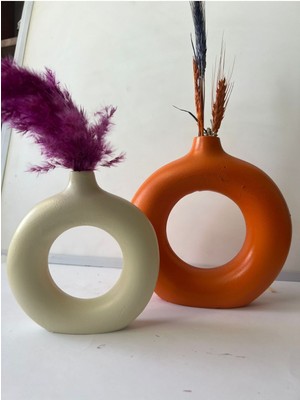 Tekno Trust Halka Bohem Vazo Seti 2'li Dekoratif Donut Obje