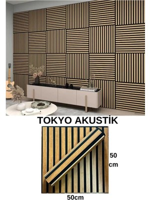 Tekno Trust Tokyo Model Akustik Panel 3mm Keçe ve 8mm Mdflam Salon Ofis Duvar Paneli 50X50CM 1 Adet