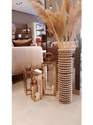 Tekno Trust Dekoratif Metal Tel Hasır Örgülü El Yapımı Çiçek Pampas Vazosu Dar 60 cm Düzenleyici