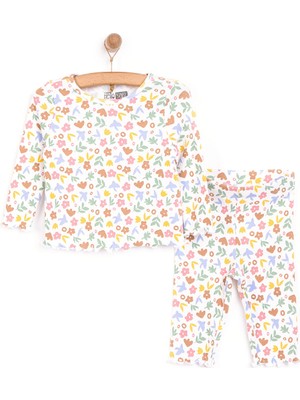 HelloBaby Kız Çiçek Desenli Uzun Kol Pijama Takımı