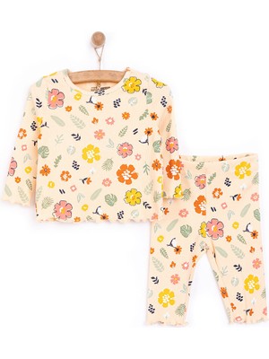 HelloBaby Kız Çiçek Desenli Uzun Kol Pijama Takımı