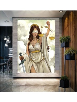 TosbArt Adalet Terazi Themis Hukuk Ofis Hd Kanvas Tablo