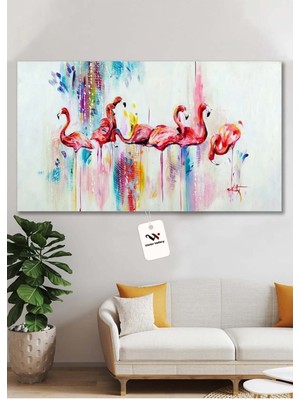 TosbArt Yağlı Boya Görünümlü Flamingo Kanvas Tablo