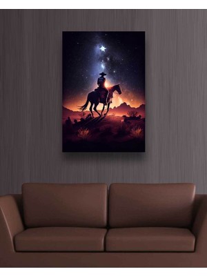 TosbArt Gece Manzarası ve Dağlık Alanda At Üzerinde Duran Konvoy Kanvas Tablo