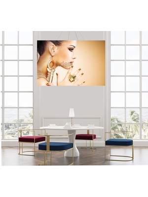 TosbArt Pırlanta Altın Gold Mücevherat Takılı Kadın Kuyumcu Sarraf Duvar Kanvas Tablo Tablosu