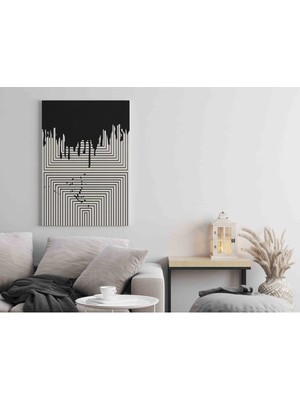 TosbArt Kanvas Tablo 1121 Siyah Beyaz Çizgili Geometrik 210