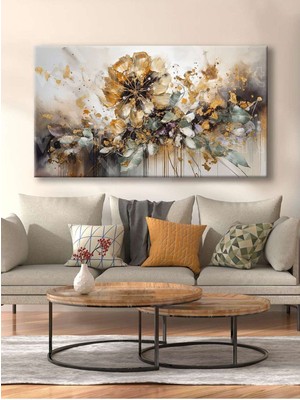 TosbArt Abstract Flower Dekoratif Kanvas Tablo - VOOV2495