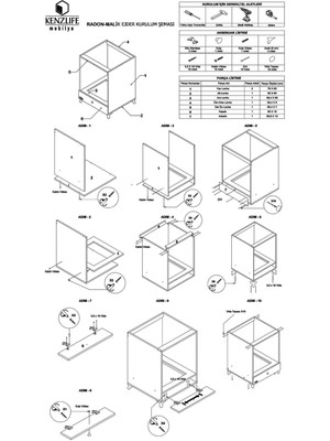 Kenzlife ankastre modülü kabini malik ejder cvz fırın ocak dolabı kapaklı ayarlı ayaklı