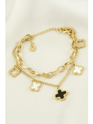 Bijuteri Net Çiçek Sedef Lüks Çelik Bileklik