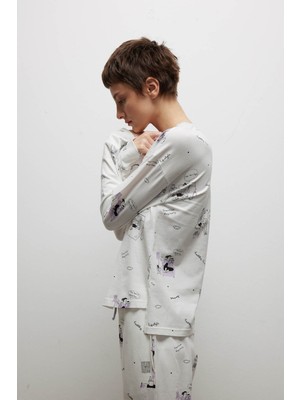 Kadın Pamuklu Uzun Kollu Pijama Üstü