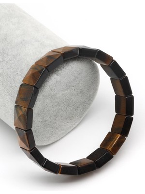 Alibaba Doğaltaş Kaplan Gözü Doğal Taş Bileklik 11 x 11 mm Özel Kesim