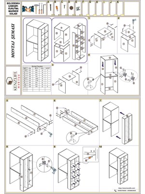 Kenzlife çamaşır-kurutma makinesi dolabı bolodenka sol byz 180*090*60 banyo kapaksız arkalıksız