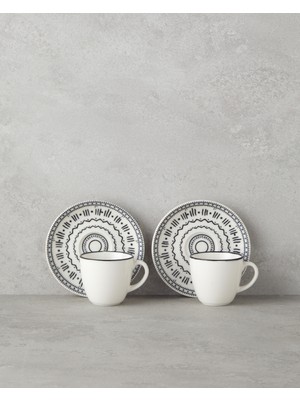 English Home Deco Bone Porselen 4 Parça 2 Kişilik Kahve Fincan Takımı 90 ml Siyah