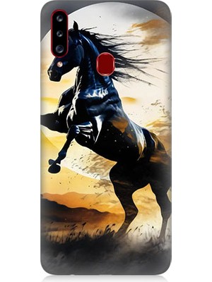 Teknomeg Samsung Galaxy A20S Uyumlu Şaha Kalkmış At  Desenli Silikon Kılıf