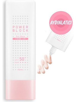 MISSHA Ton Eşitleyici Aydınlatıcı Güneş Kremi 50ml A'PIEU Power Block Tone Up Base Pink SPF50+/PA++++