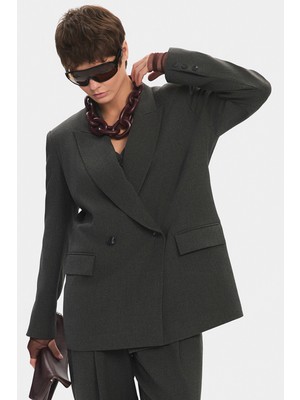 NG Style Kadın Oversize Kruvaze Kapama Blazer Ceket