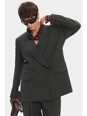 NG Style Kadın Oversize Kruvaze Kapama Blazer Ceket