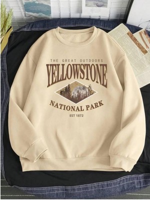 Afro Giyim  Yellowstone Baskılı Oversize Bisiklet Yaka Sweatshirt