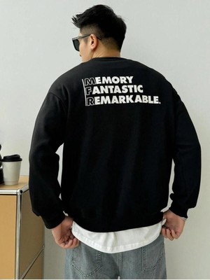 Afro Giyim  Memory Fantastic Ön Arka Baskılı Oversize Bisiklet Yaka Sweatshirt