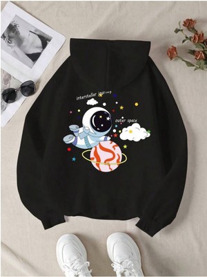 Afro Giyim  Interstellar Journey Baskılı Oversize Hoodie