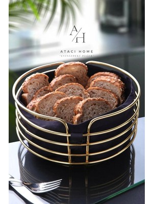 Atacı Lüx Paslanmaz Gold Altın Ekmek Sepeti ve Nihale Ekmeklik 2'li Set