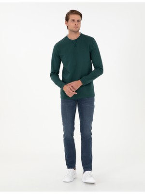 Pierre Cardin Erkek Zümrüt Regular Fit Bisiklet Yaka Basic Sweatshirt 50298968-VR055