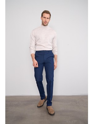 Çetinkaya Chester Polo 9352 Geniş Paça Regular Tencel Koyu Mavi Pantolon
