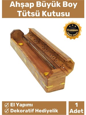 Deluxe Seri Taşınabilir El Yapımı Ahşap Dekoratif Desenli Hazneli Büyük Tütsü Kutusu