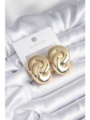 Skygo Gold Renk Halka Tasarım Pirinç Kadın Küpe - TJ-BKP8330