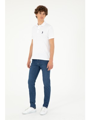 U.S. Polo Assn. Erkek Slim Fit Polo Yaka Beyaz Basic Tişört 50279613-VR013