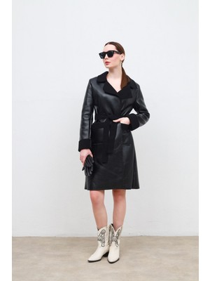 Içi Kürklü Suni Deri Kaban Siyah - 44